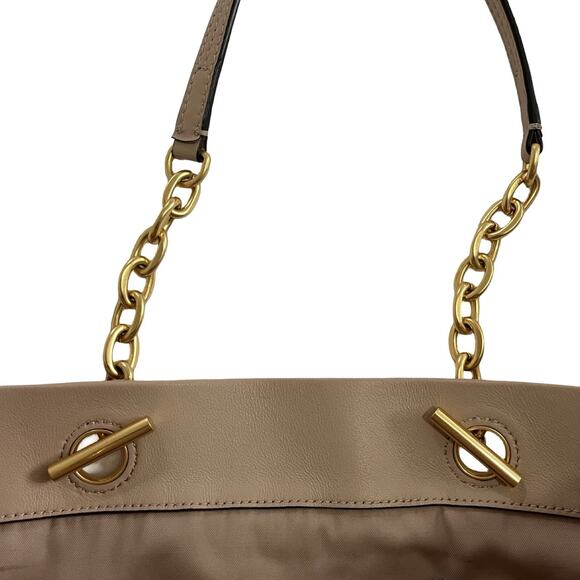 Tory Burch Fleming Quilted Large Soft Leather Tote Bag in Pale Pink Chain Straps - Picture 9 of 16